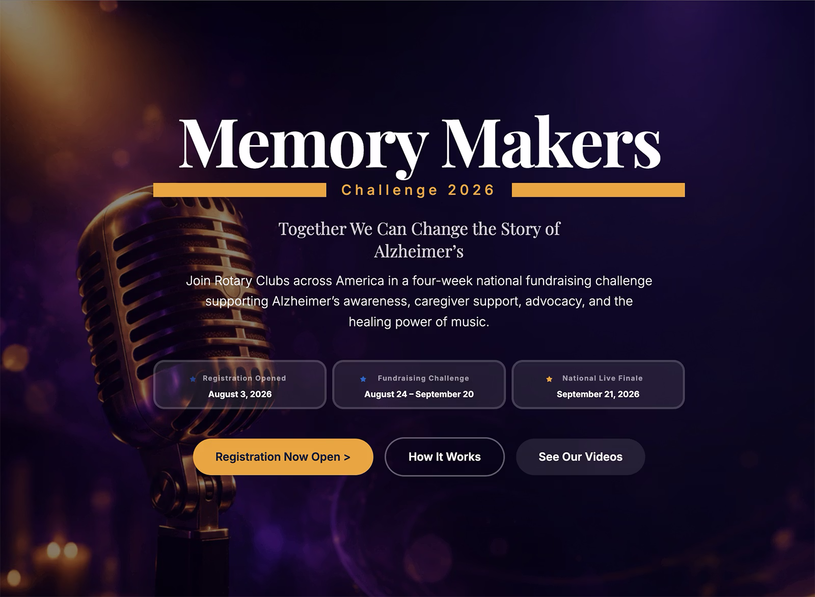 Participate in a fundraising contest benefiting Alzheimer's / Dementia Rotary Action Group and Music Mends Minds. Fundraise independently or with a team to support their work.